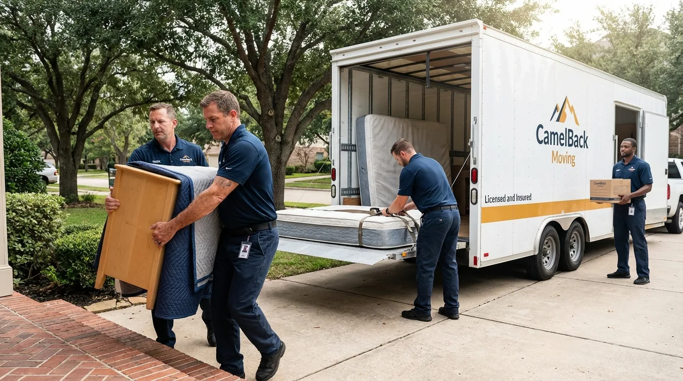 Crew loading residential truck for cross-state move from Kingstree, SC