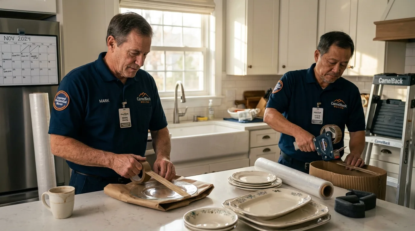 Professional crew packing kitchen dishware in Kingstree, SC